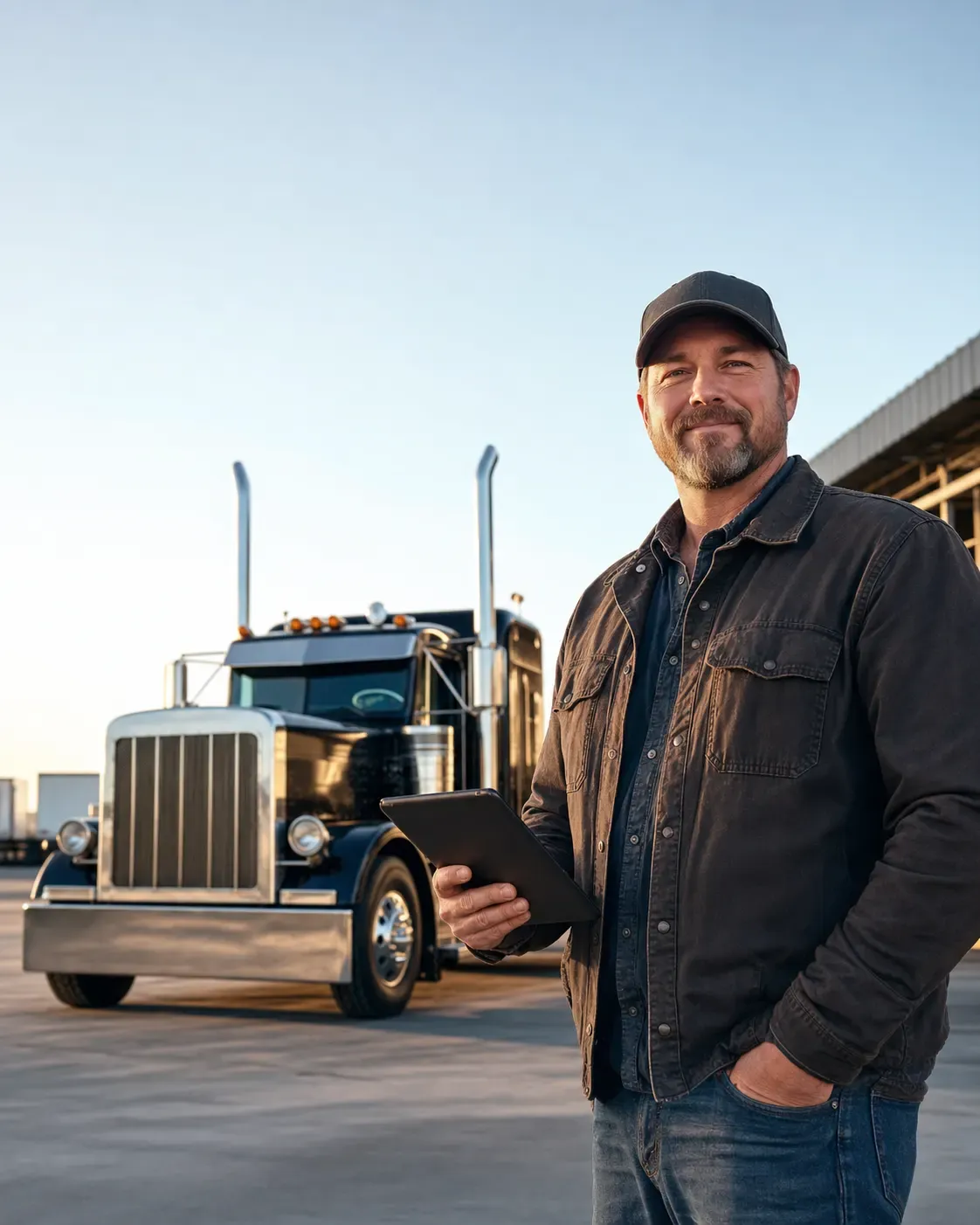 A qualified truck driver ready for the road